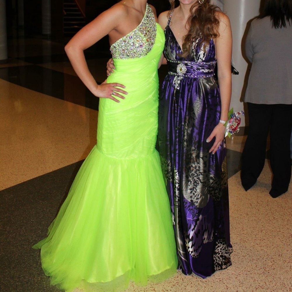 Jovani Neon One Shoulder Mermaid Prom Dress